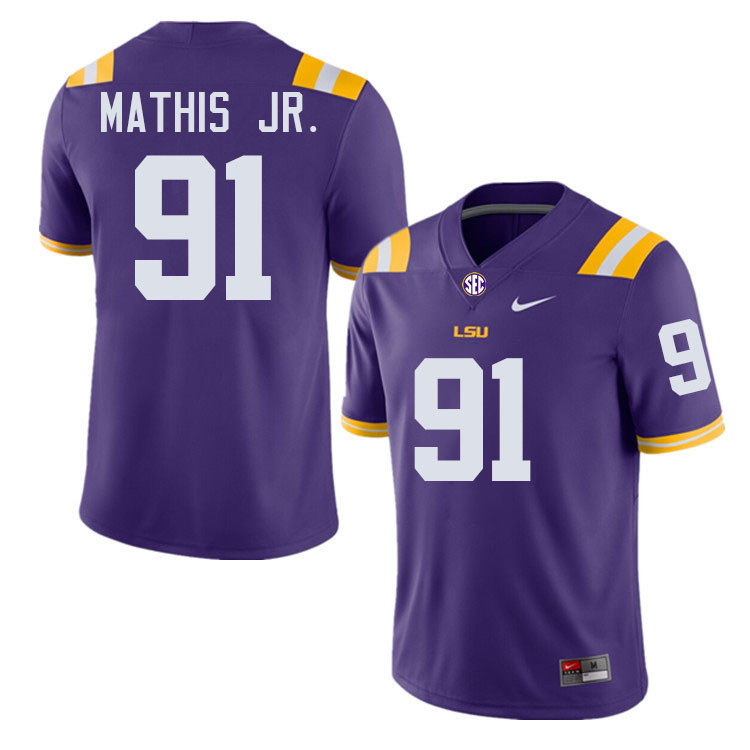 #91 Walter Mathis Jr. LSU Tigers Jersey,Louisiana State University Tigers Football Jersey-Purple